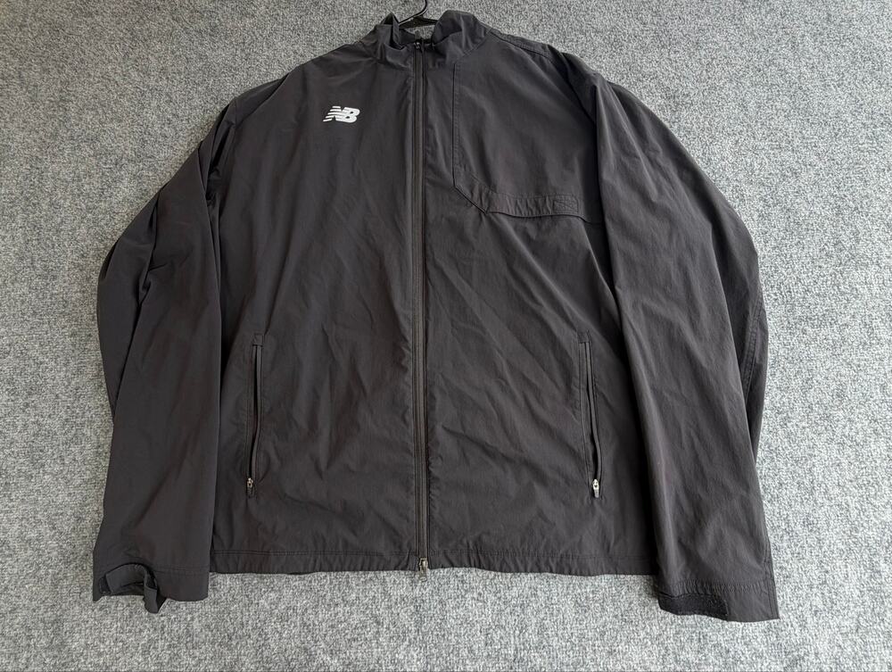 New Balance Men’s 4XL Black Lightweight Full Zip Windbreaker Jacket Zip Pockets